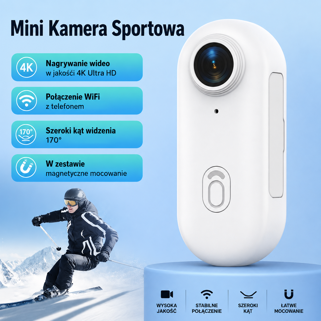 Mini kamera sportowa 4K Ultra HD z Wi-Fi