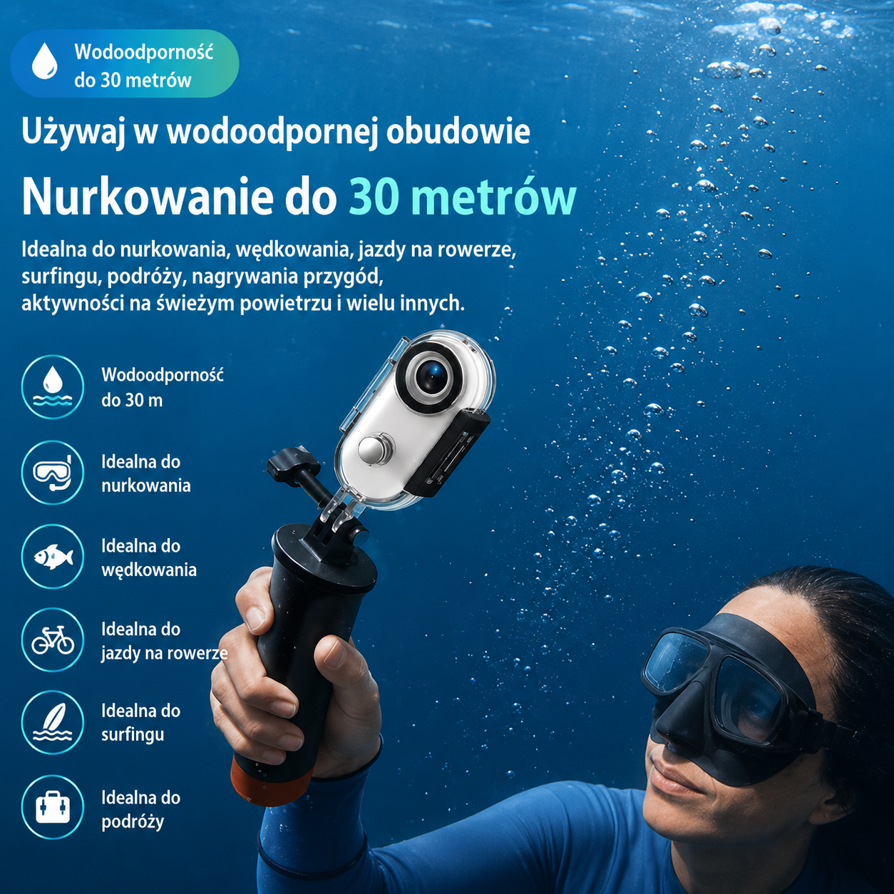 Mini kamera sportowa 4K Ultra HD z Wi-Fi