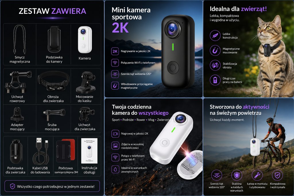 Mini kamera sportowa z Wi-Fi